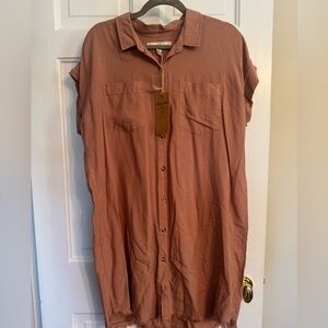 NWT Size Large Thread and Supply Lyocell Dress with Frayed Hem